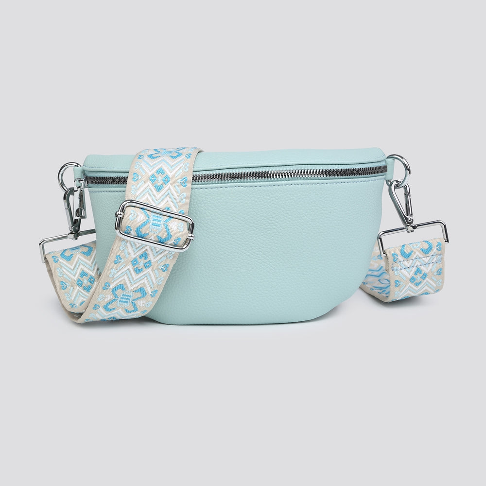 Maddie Side Bag Silver Zip Aqua - Sugarplum Boutique