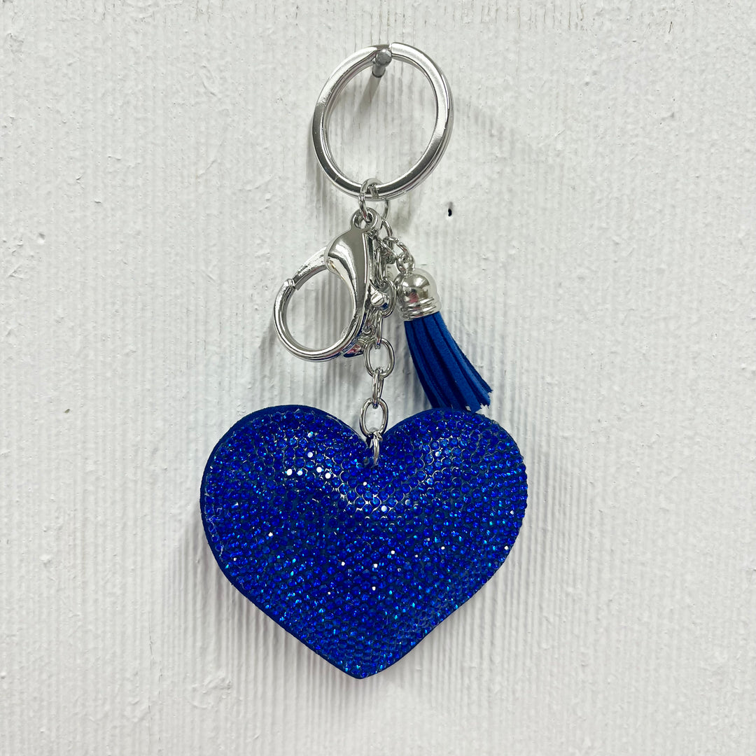 Diamante Heart Keyring Royal Blue - Sugarplum Boutique