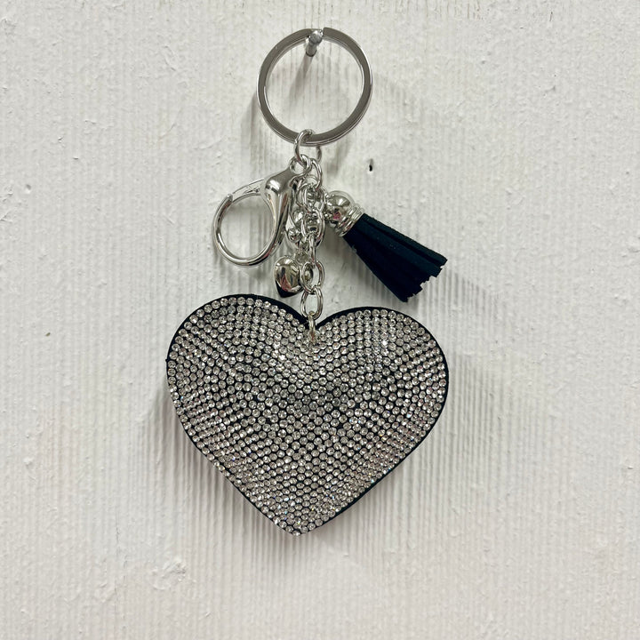 Diamante Heart Keyring Black - Sugarplum Boutique