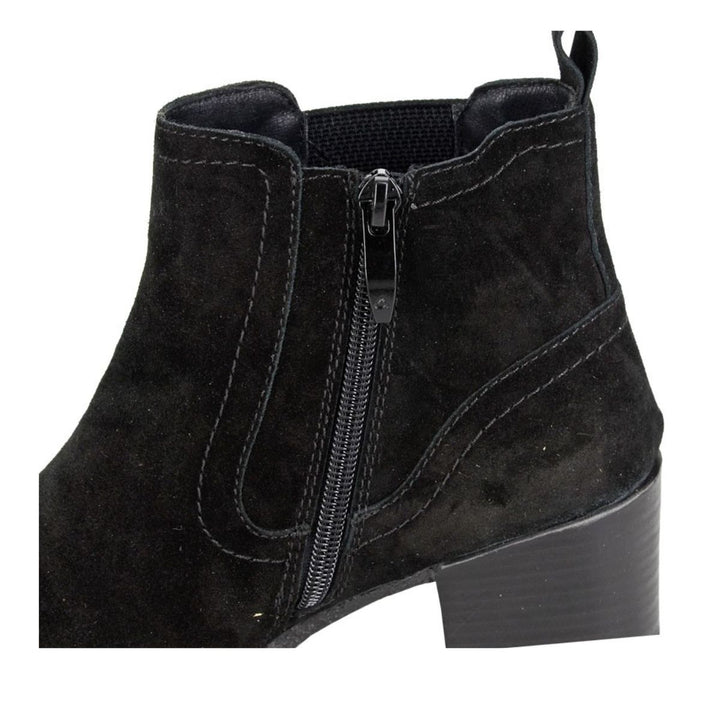 Alessina Short Block Heel Boot Real Suede Leather Black - Sugarplum Boutique