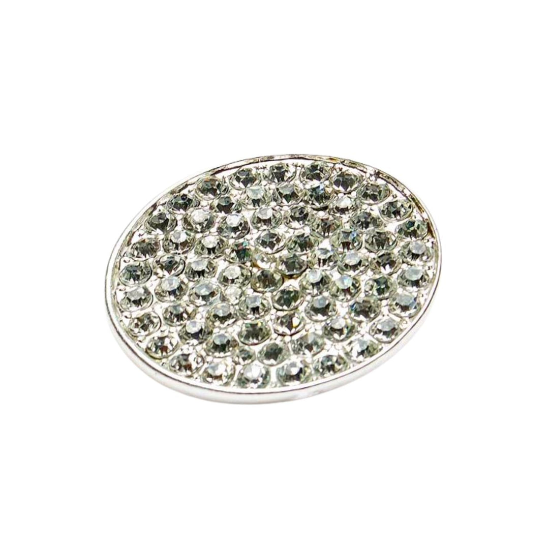 Crystal Encrusted Circle Pin Brooch Silver - Sugarplum Boutique