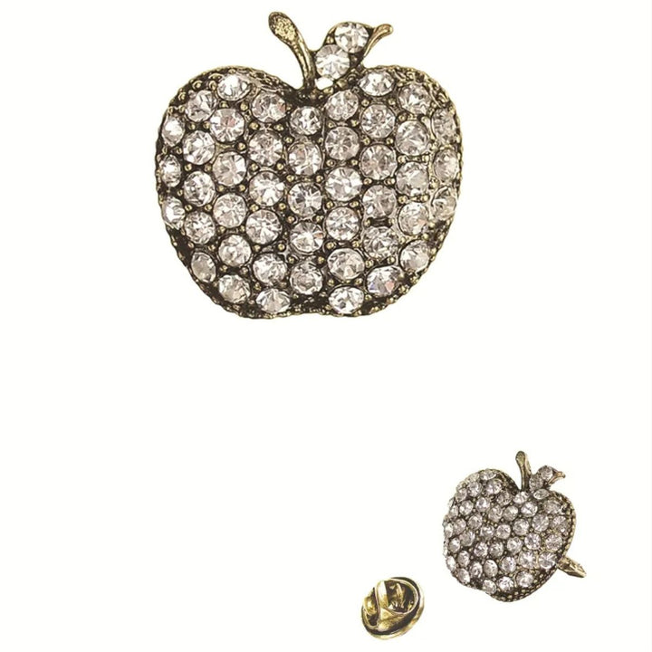 Diamante Apple Brooch - Sugarplum Boutique