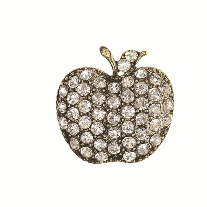 Diamante Apple Brooch - Sugarplum Boutique