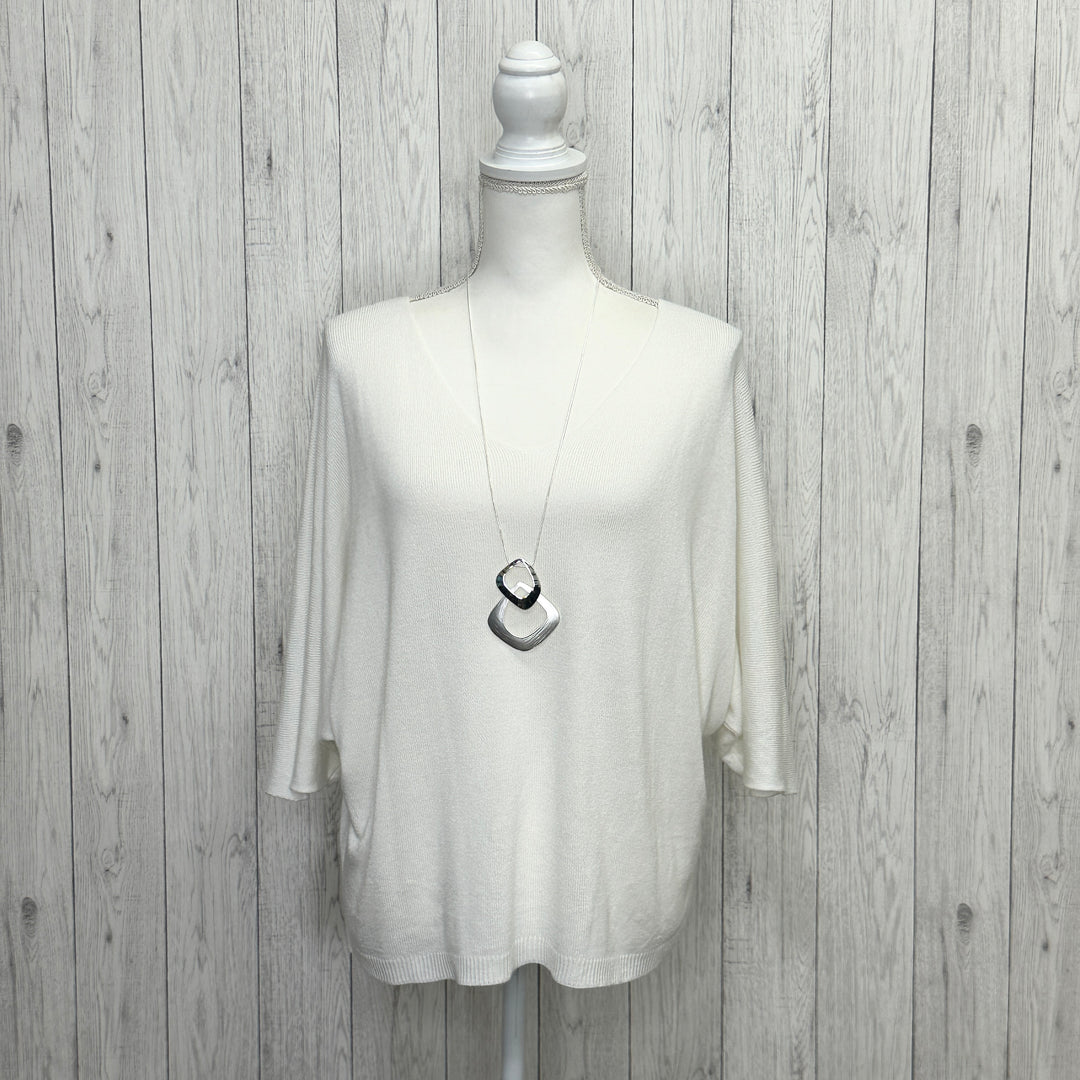 Fiona Fine Knit Jumper V Neck Vanilla - Sugarplum Boutique