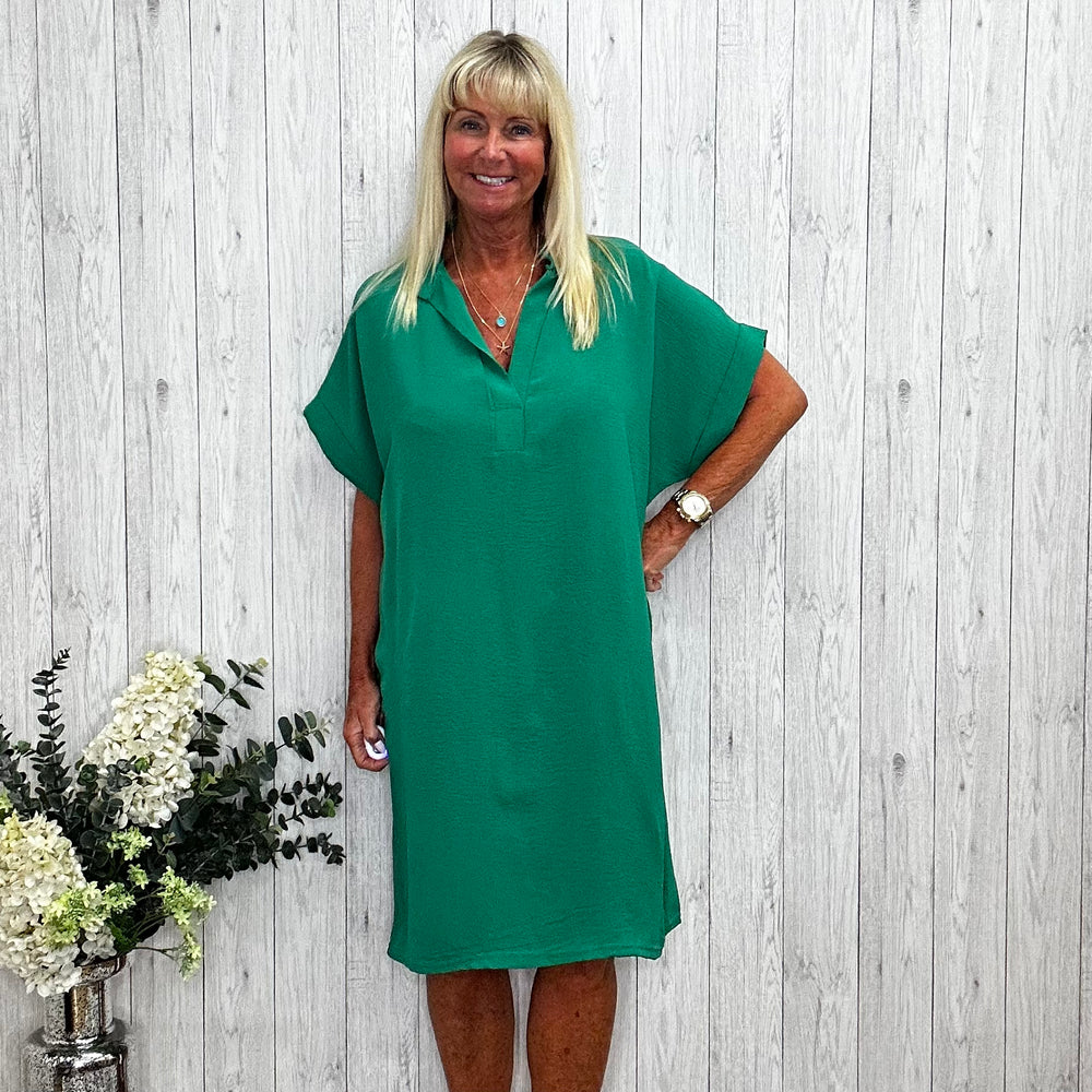 Petra Plain Midi Dress Royal Green- Sugarplum Boutique