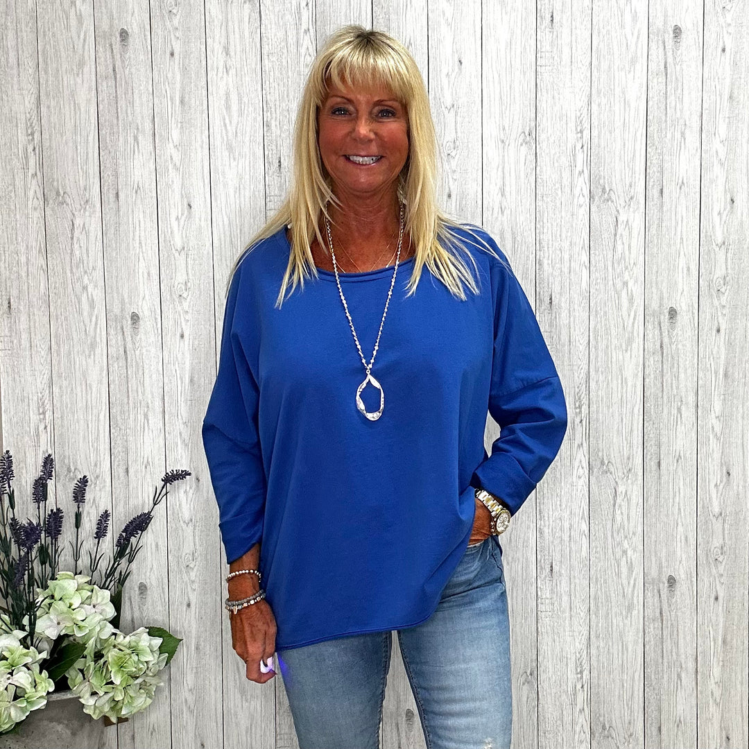 Isabelle Cotton Sweatshirt Royal Blue - Sugarplum Boutique