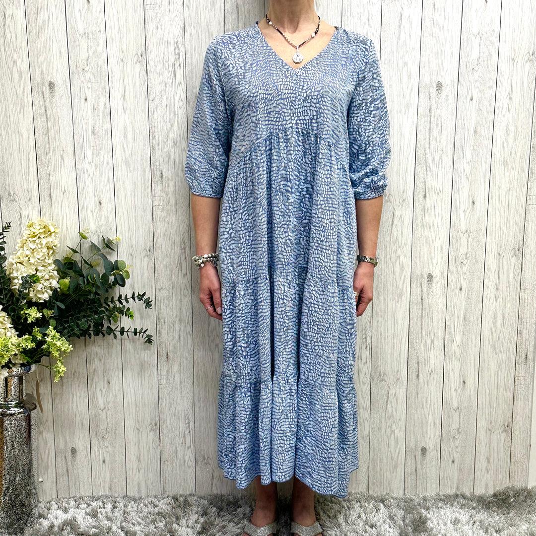 Pebble Boho Maxi Dress Denim - Sugarplum Boutique