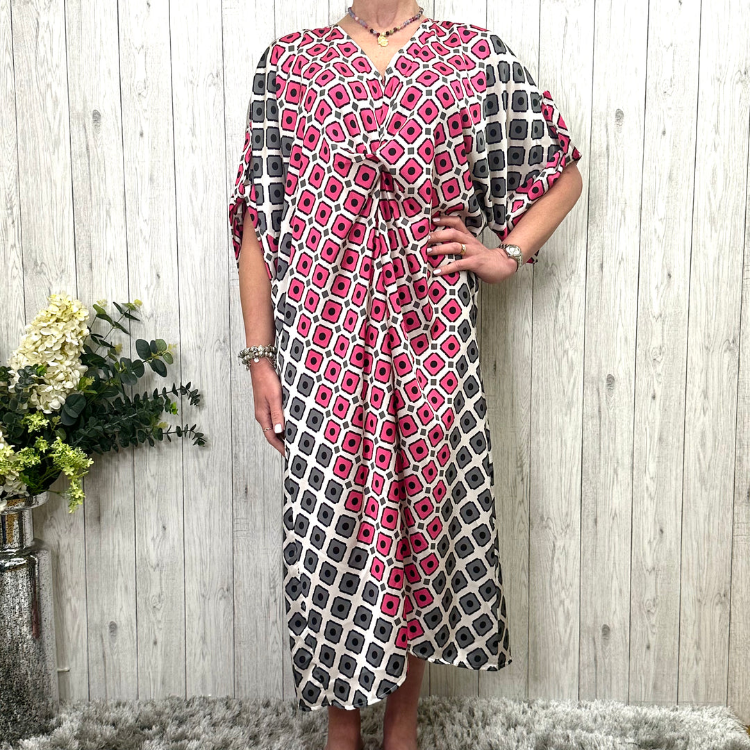 Kennedy Kaftan Style Dress Cerise - Sugarplum Boutique