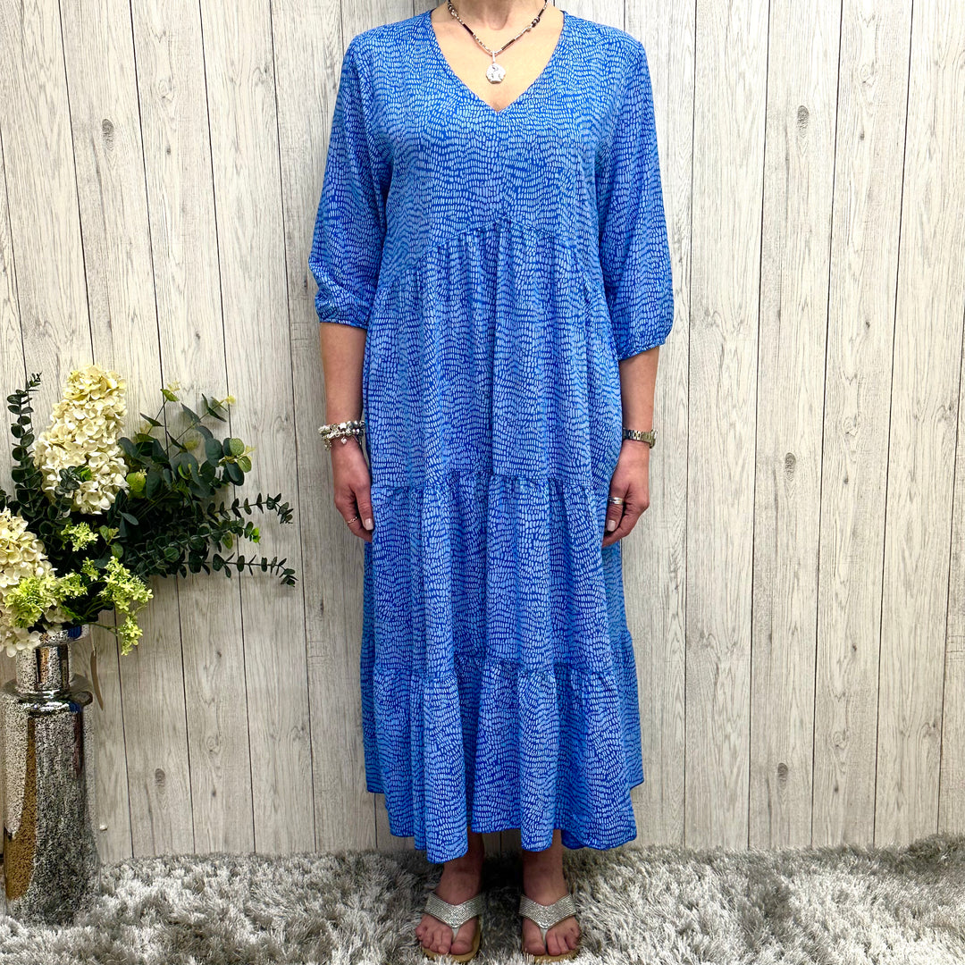 Pebble Boho Maxi Dress Royal Blue - Sugarplum Boutique