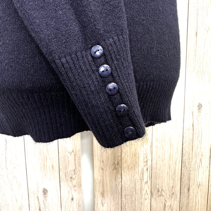 Pauline Slim Fit Polo Neck Jumper Wool Angora Mix Navy Blue