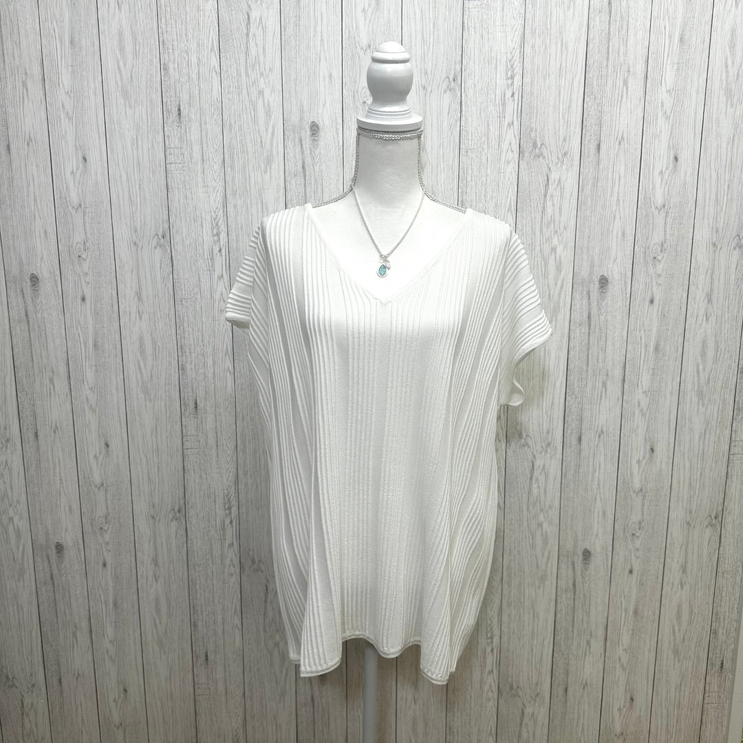 Siobhan Rib Top White - Sugarplum Boutique