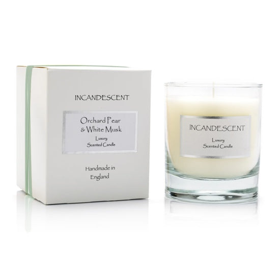 Incandescent Signature Candle Luxury Scented Orchard Pear White Musk - Sugarplum Boutique