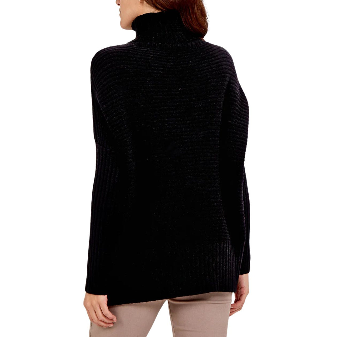 Jada Knitted Rib Roll Neck Jumper Black - Sugarplum Boutique