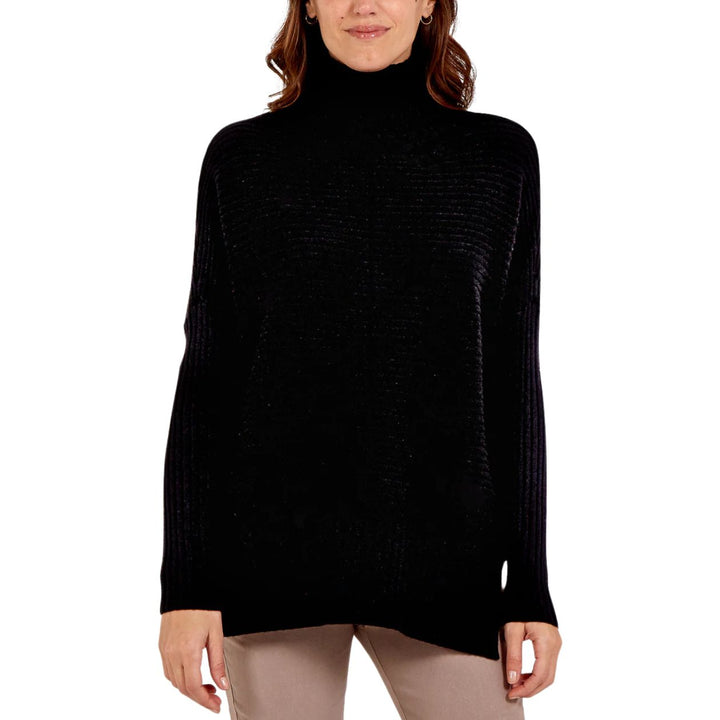 Jada Knitted Rib Roll Neck Jumper Black - Sugarplum Boutique