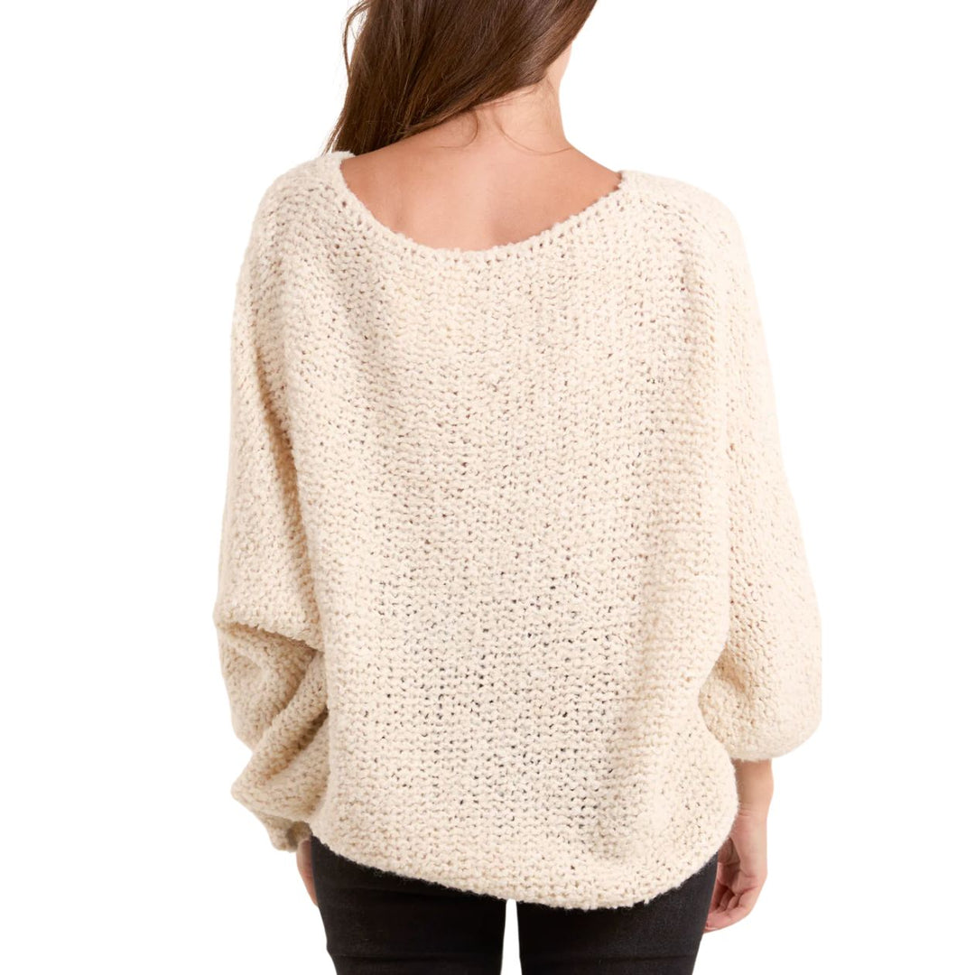 Made In Italy Emilee Boucle Jumper Alpaca Wool Mix Cream - Sugarplum Boutique