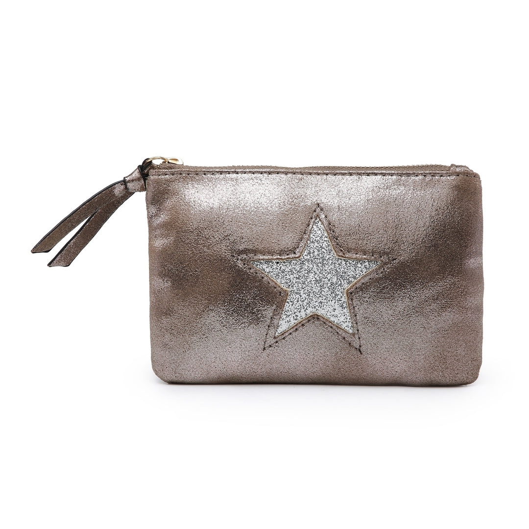 Metallic Star Coin Purse Faux Leather Bronze - Sugarplum Boutique