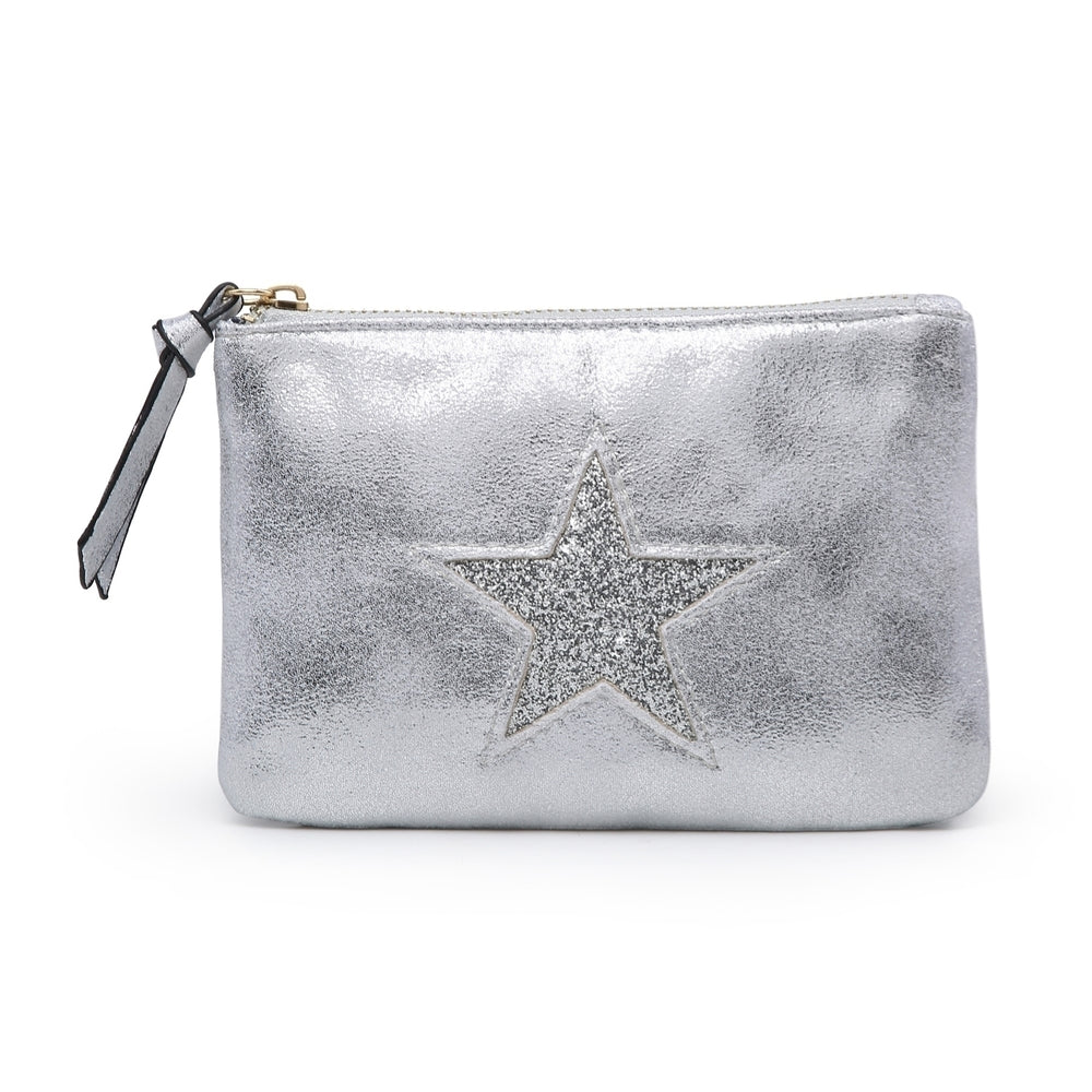 Metallic Star Coin Purse Faux Leather Silver - Sugarplum Boutique