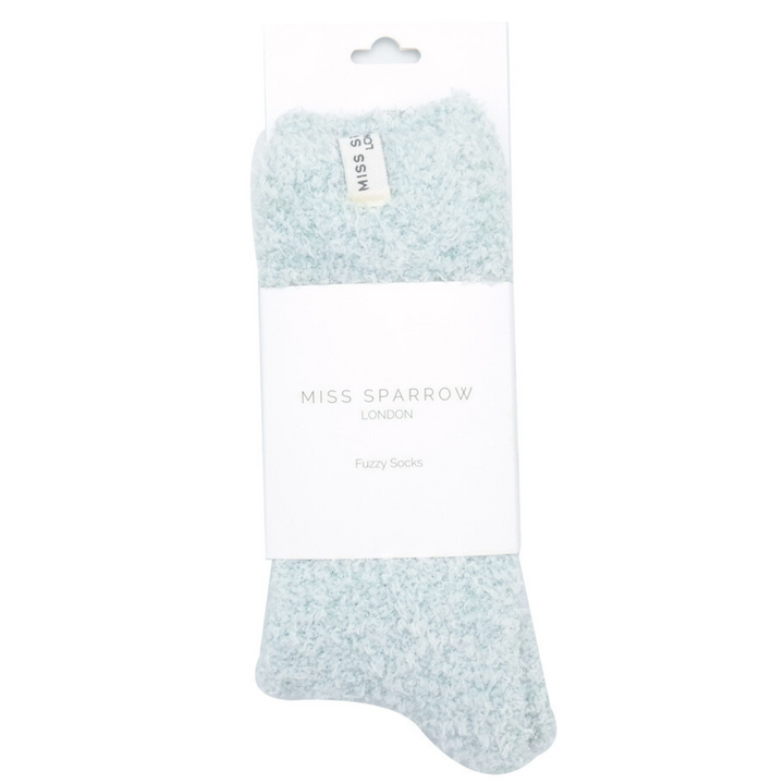 Miss Sparrow Cosy Fuzzy Plain Ladies Socks Duck Egg Blue - Sugarplum Boutique