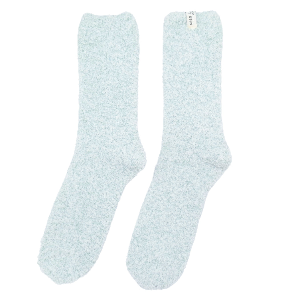 Miss Sparrow Cosy Fuzzy Plain Ladies Socks Duck Egg Blue - Sugarplum Boutique