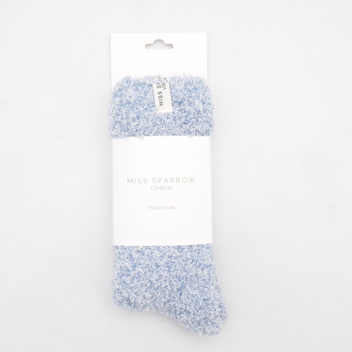 Miss Sparrow Cosy Fuzzy Plain Ladies Socks Sky Blue - Sugarplum Boutique