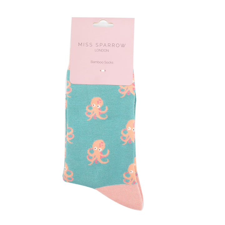 Miss Sparrow Ladies Little Octopus Bamboo Socks Duck Egg Blue - Sugarplum Boutique