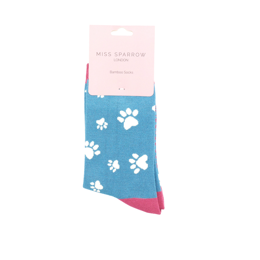 Miss Sparrow Ladies Paw Prints Bamboo Socks - Sugarplum Boutique