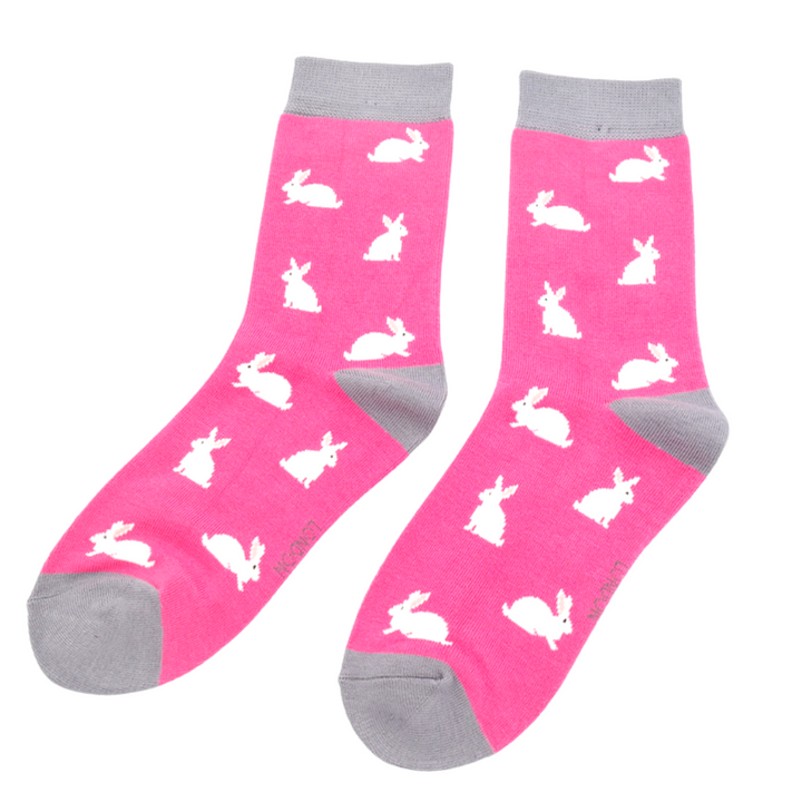 Miss Sparrow Ladies Rabbits Bamboo Socks Cerise Pink - Sugarplum Boutique