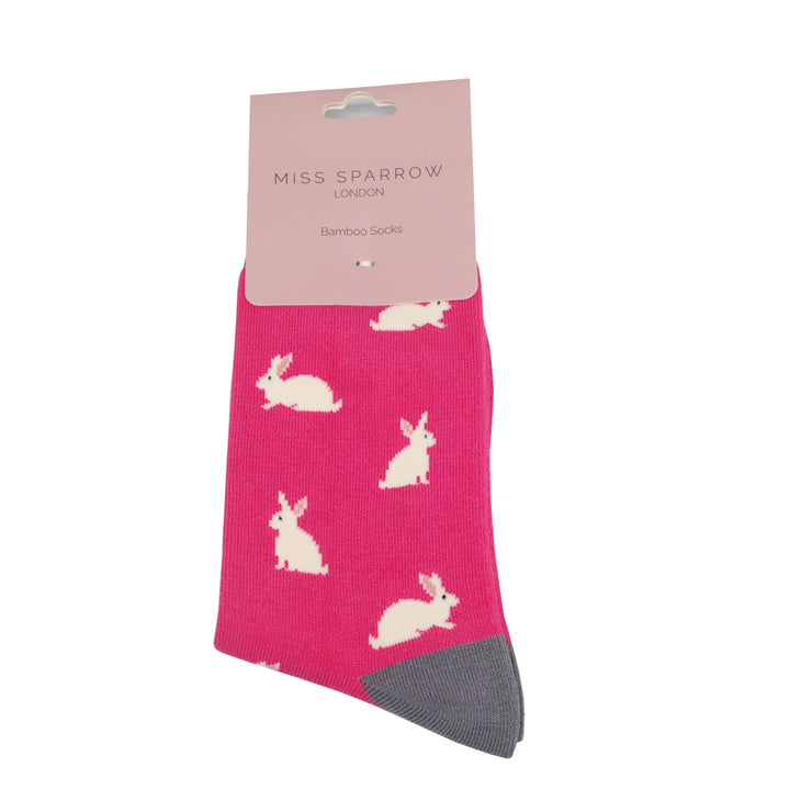 Miss Sparrow Ladies Rabbits Bamboo Socks Cerise Pink - Sugarplum Boutique