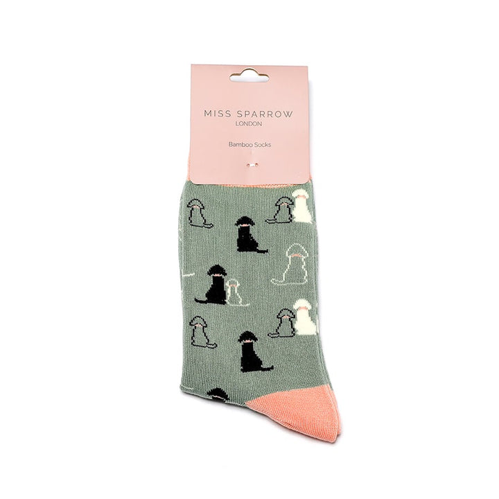 Miss Sparrow Ladies Retriever Dog Bamboo Socks Duck Egg Blue - Sugarplum Boutique