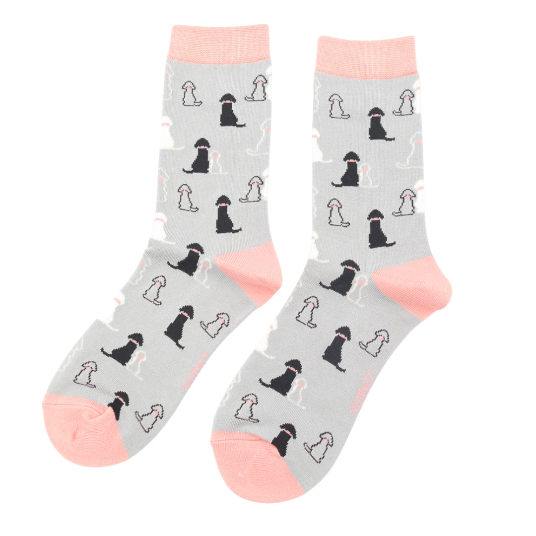 Miss Sparrow Ladies Retriever Dog Bamboo Socks Silver Grey - Sugarplum Boutique