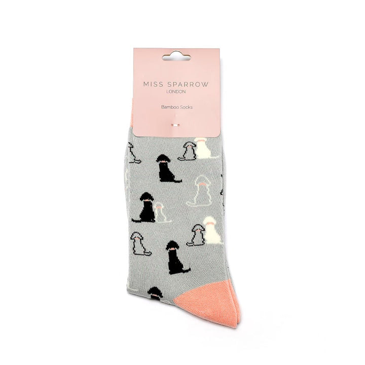 Miss Sparrow Ladies Retriever Dog Bamboo Socks Silver Grey - Sugarplum Boutique