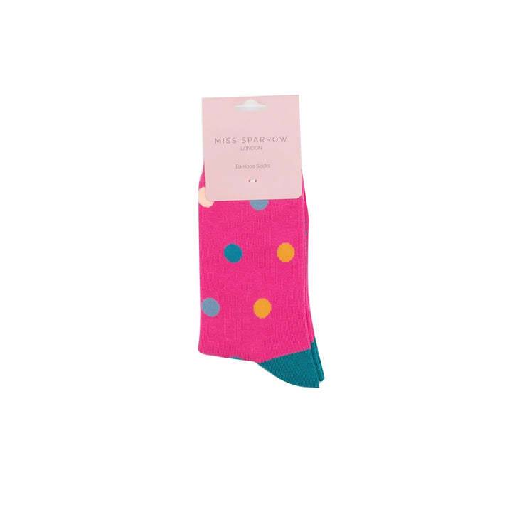 Miss Sparrow Ladies Spots Bamboo Socks Cerise Pink - Sugarplum Boutique