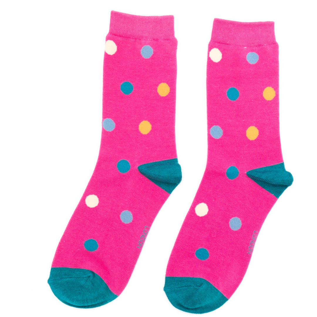 Miss Sparrow Ladies Spots Bamboo Socks Cerise Pink - Sugarplum Boutique