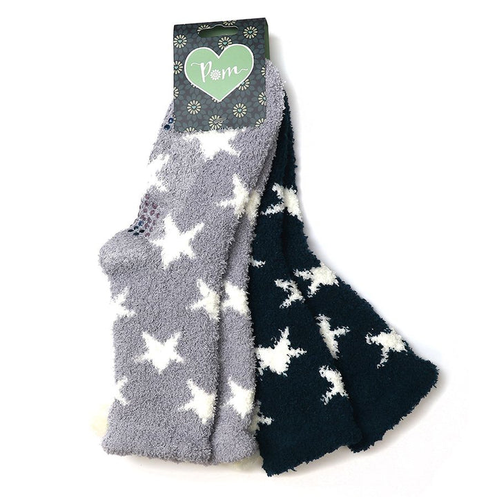 POM Double Set Cosy Teal Green Grey Socks Pom Pom Detail - Sugarplum Boutique