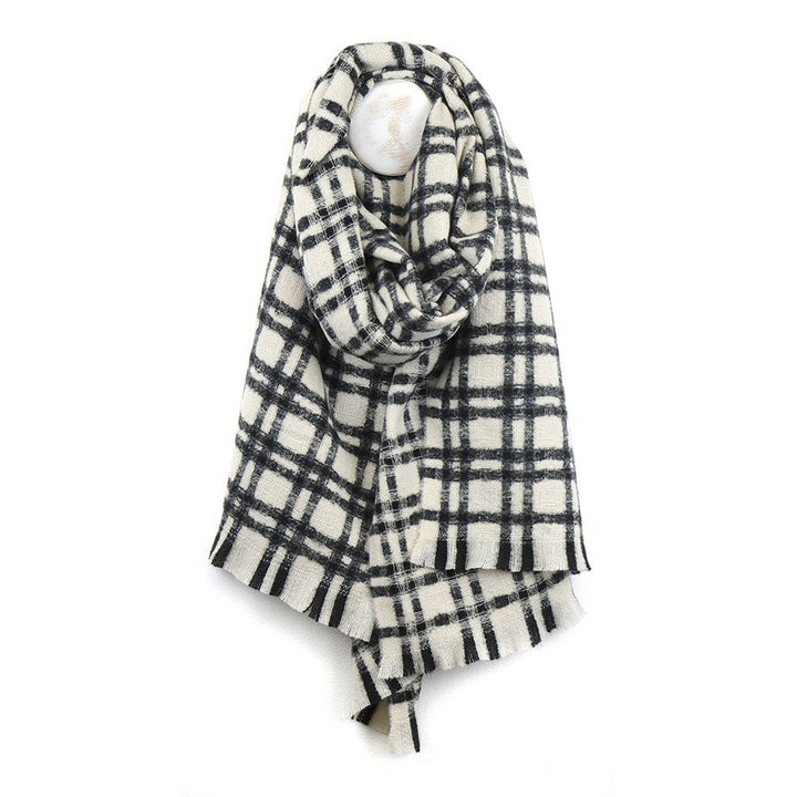 POM Monochrome Soft Winter Scarf Fringe Ends - Sugarplum Boutique