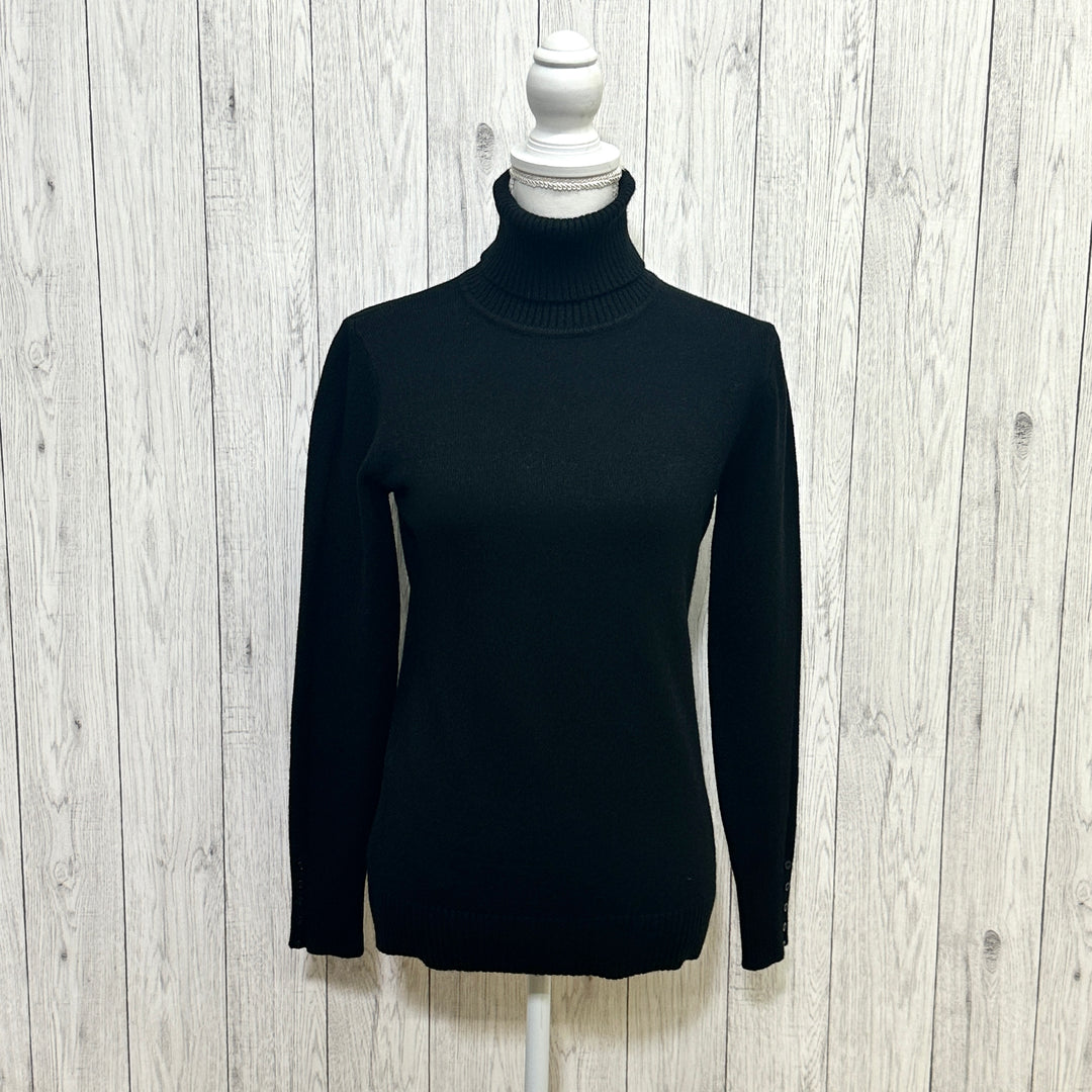 Pauline Slim Fit Polo Neck Jumper Wool Angora Mix Black - Sugarplum Boutique