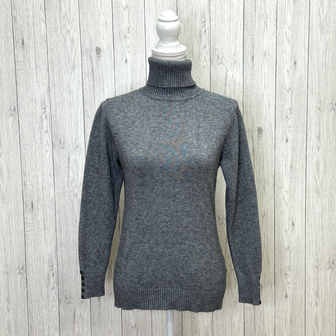 Pauline Slim Fit Polo Neck Jumper Wool Angora Mix Grey - Sugarplum Boutique