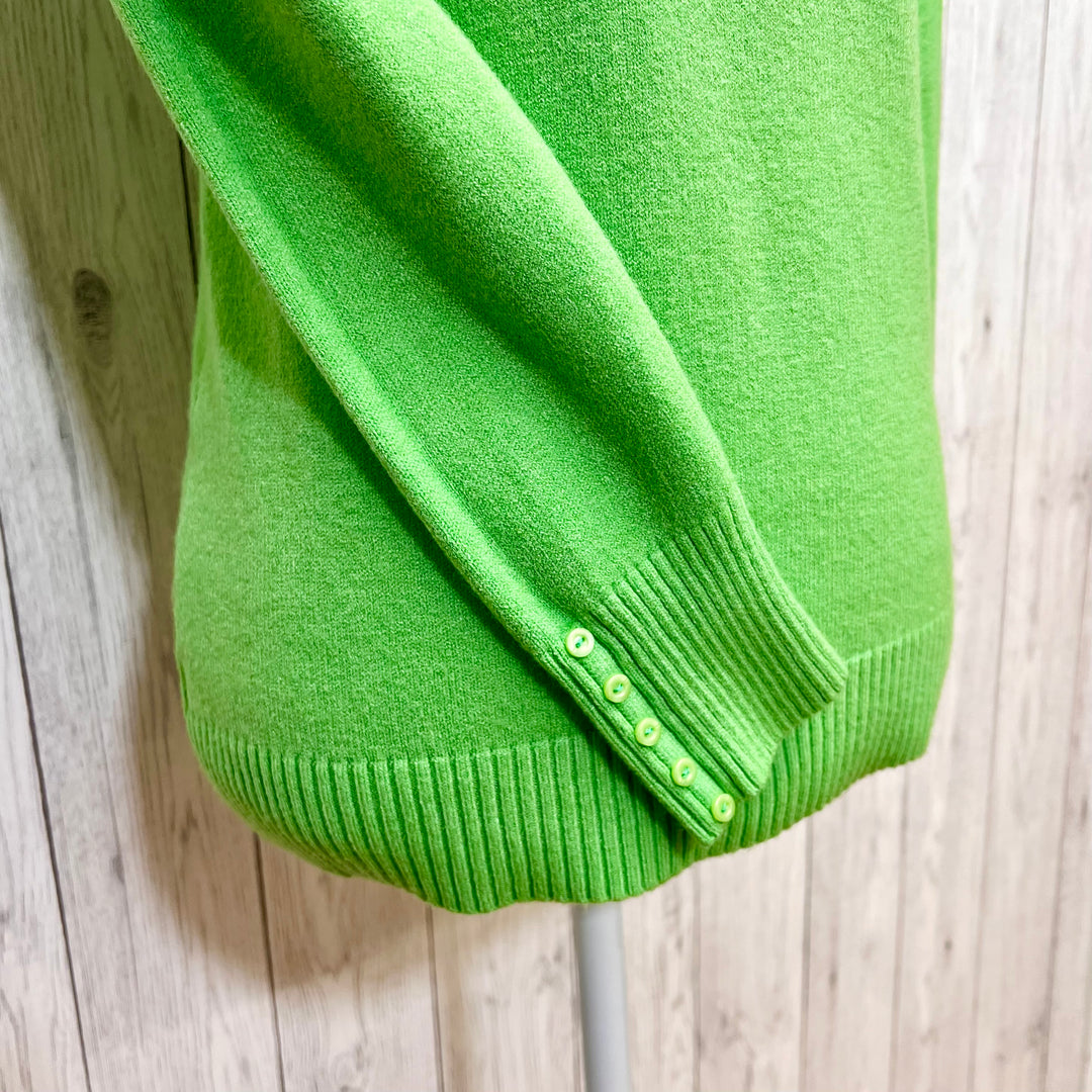 Pauline Slim Fit Polo Neck Jumper Wool Angora Mix Lime Green - Sugarplum Boutique