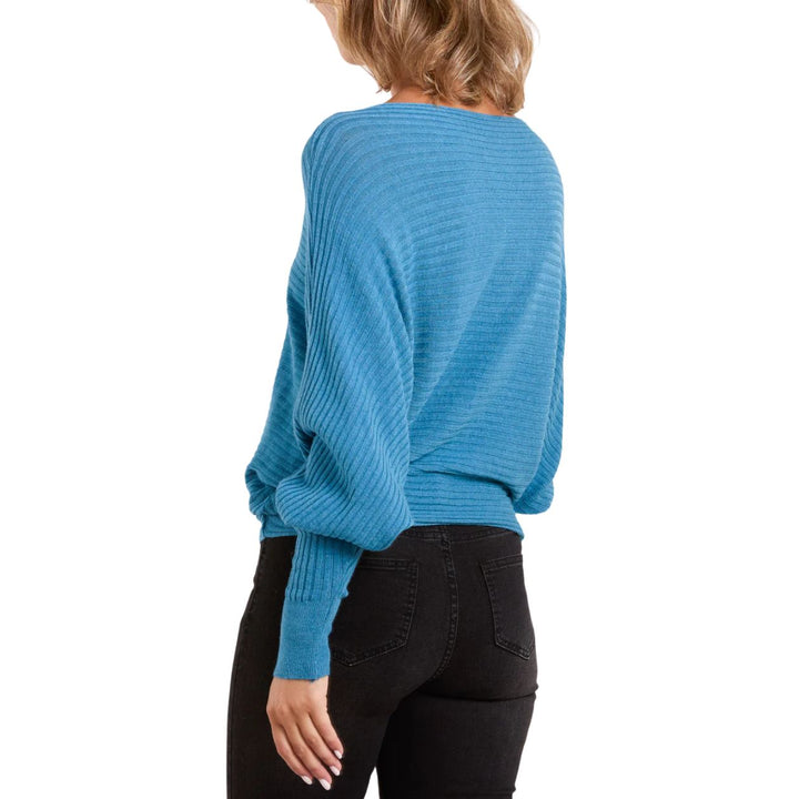 Rosa Rib Jumper Batwing Sleeve Light Teal Green - Sugarplum Boutique