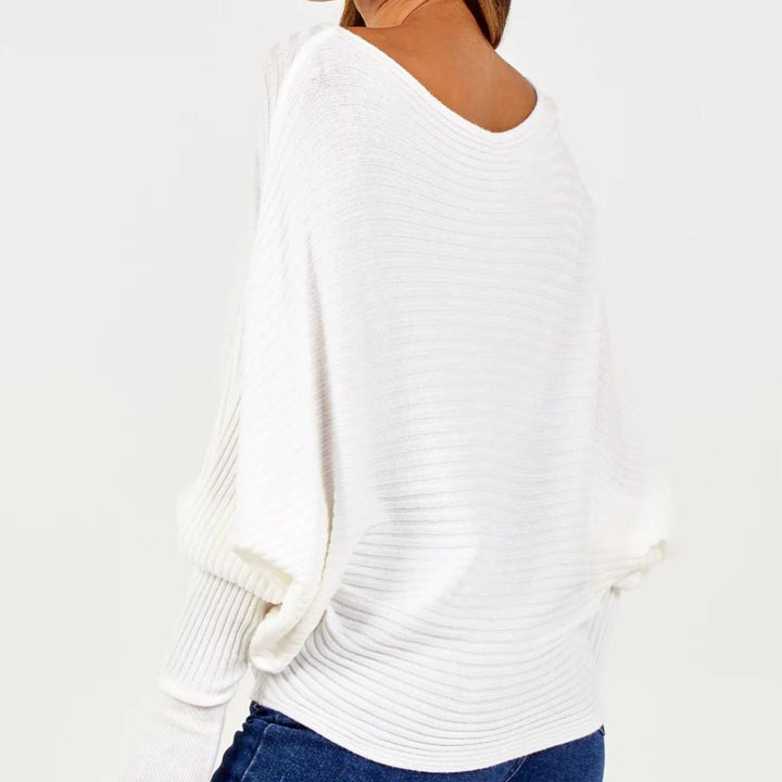 Rosa Rib Jumper Batwing Sleeve Cream - Sugarplum Boutique