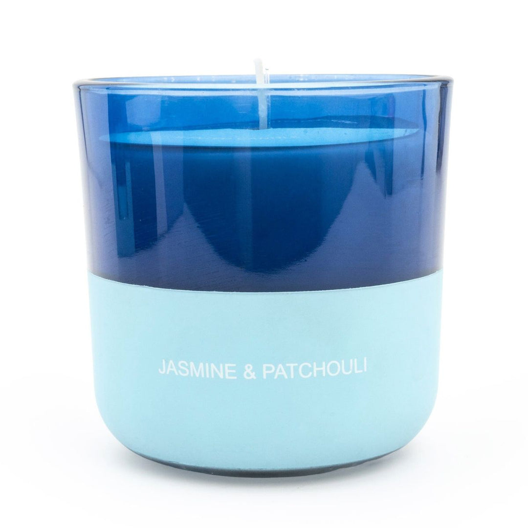 LED Candle Two Tone Blue Jasmine & Patchouli Scent - Sugarplum Boutique