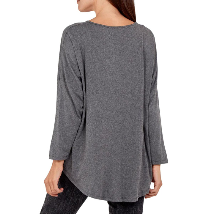 Valeria Essential 3/4 Sleeve V Neck Top Stretch Fabric Charcoal Grey - Sugarplum Boutique