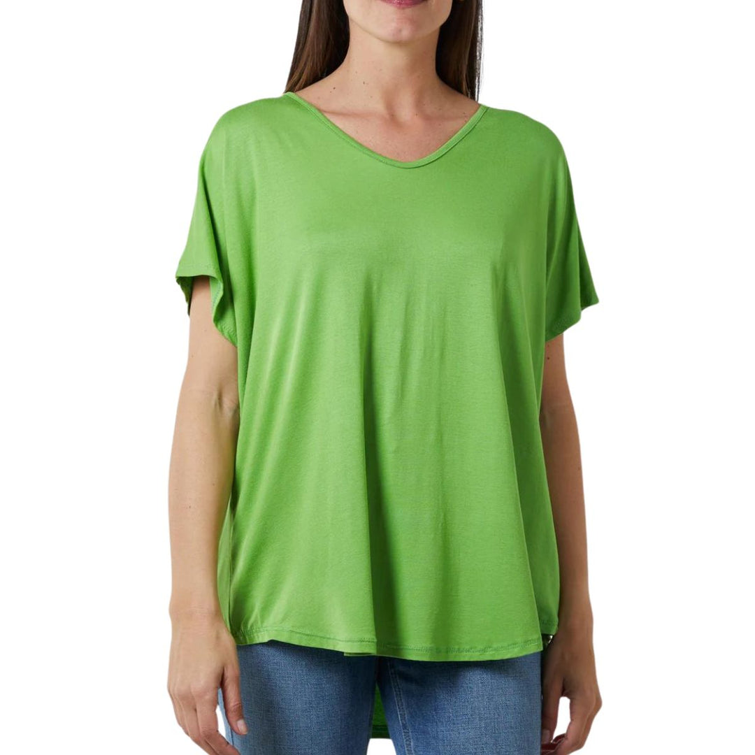 Valeria V Neck T-Shirt Green - Sugarplum Boutique