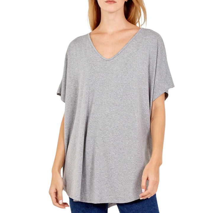 Valeria V Neck T-Shirt Grey - Sugarplum Boutique