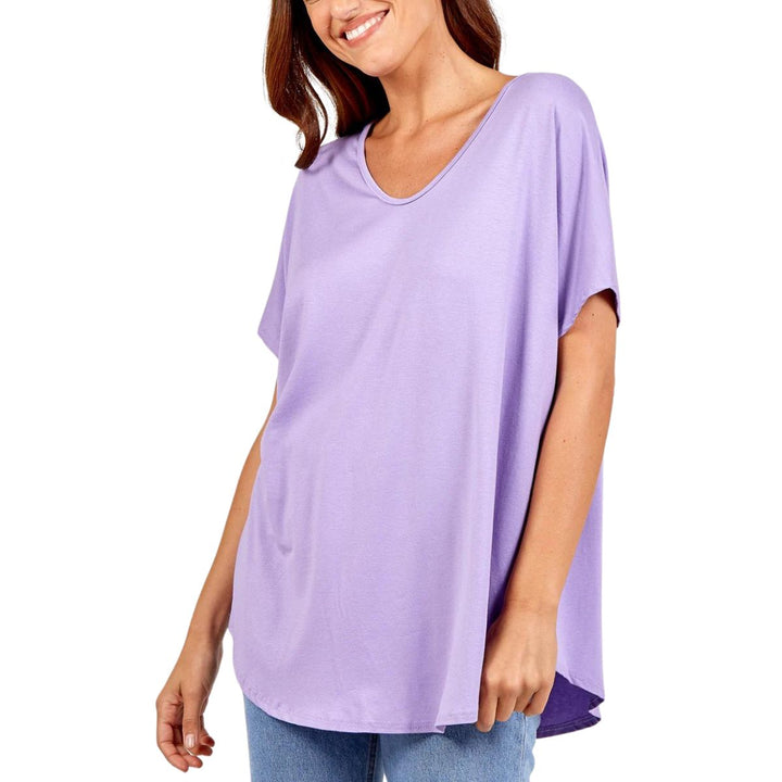 Valeria V Neck T-Shirt Lilac - Sugarplum Boutique
