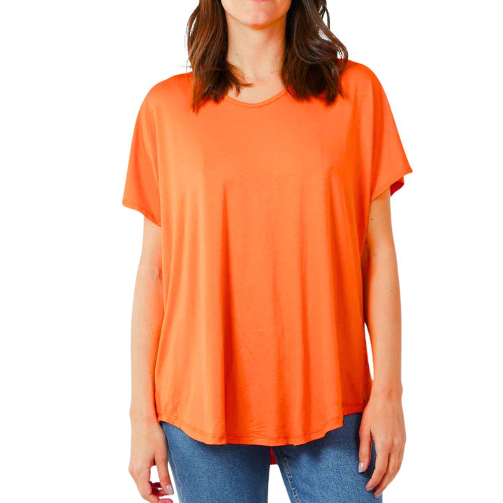 Valeria V Neck T-Shirt Orange - Sugarplum Boutique