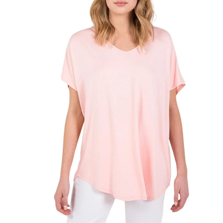 Valeria V Neck T-Shirt Pink - Sugarplum Boutique