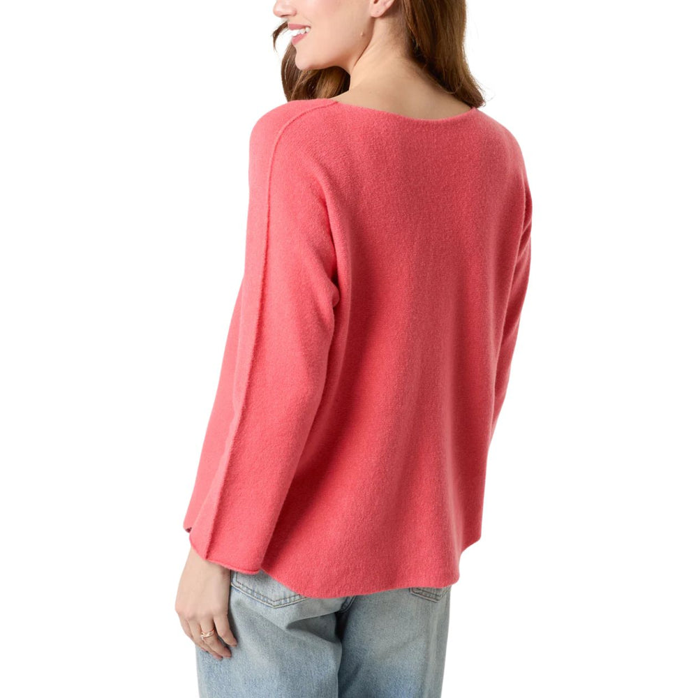 Vienna V Neck Jumper Seamed Arm Raspberry Pink - Sugarplum Boutique